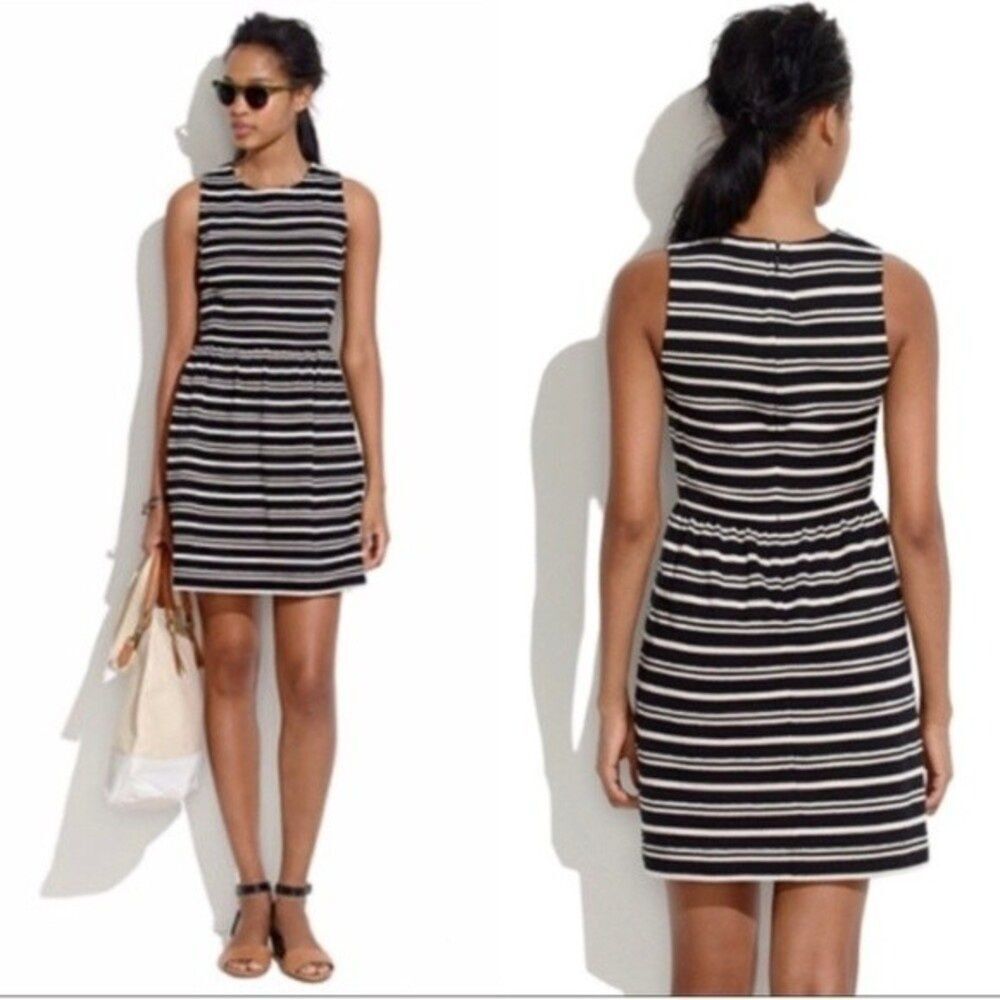 Madewell Striped Sleeveless Dress, Large